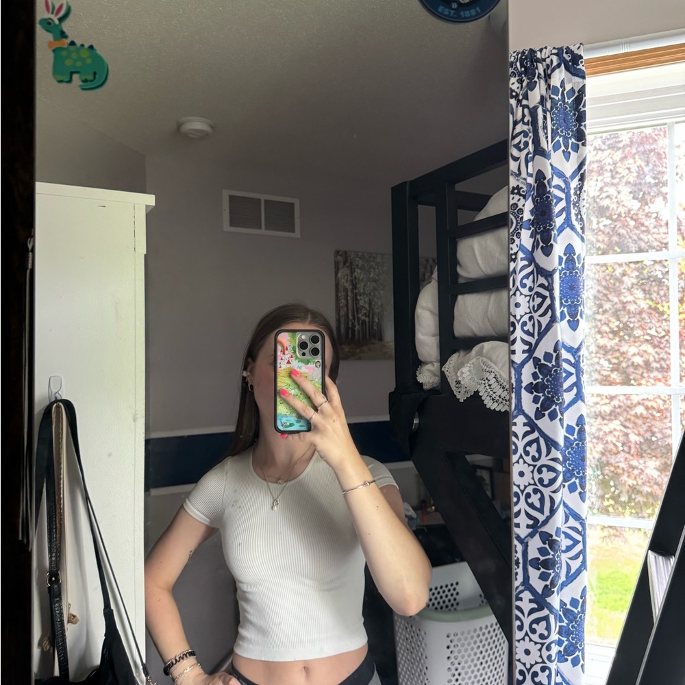 Urban Outfitters Cream Ribbed Top